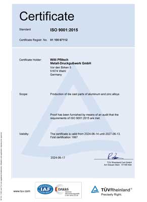 Certificate ISO 9001:2015